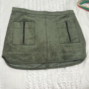 Green suede mini skirt